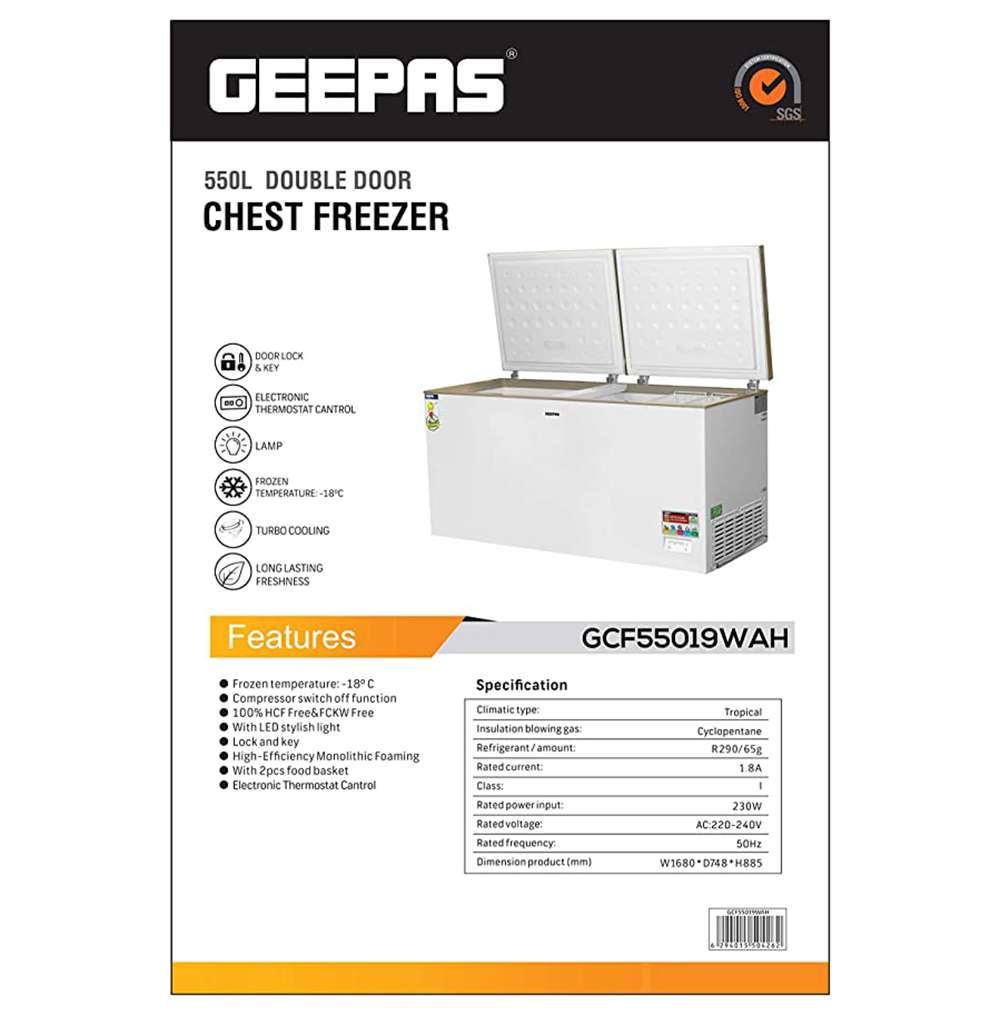 Geepas 550L Chest Freezer Adjustable Thermostat 1