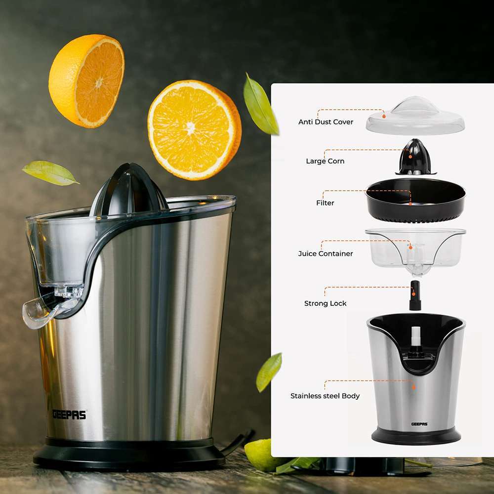 Geepas Citrus Juicer - Quick Healthy Nutritious Juices With Anti Dust Cover 100W 3