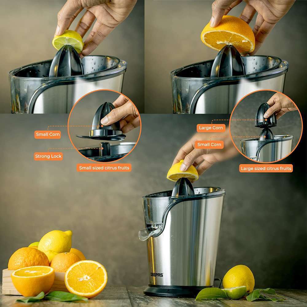 Geepas Citrus Juicer - Quick Healthy Nutritious Juices With Anti Dust Cover 100W 4