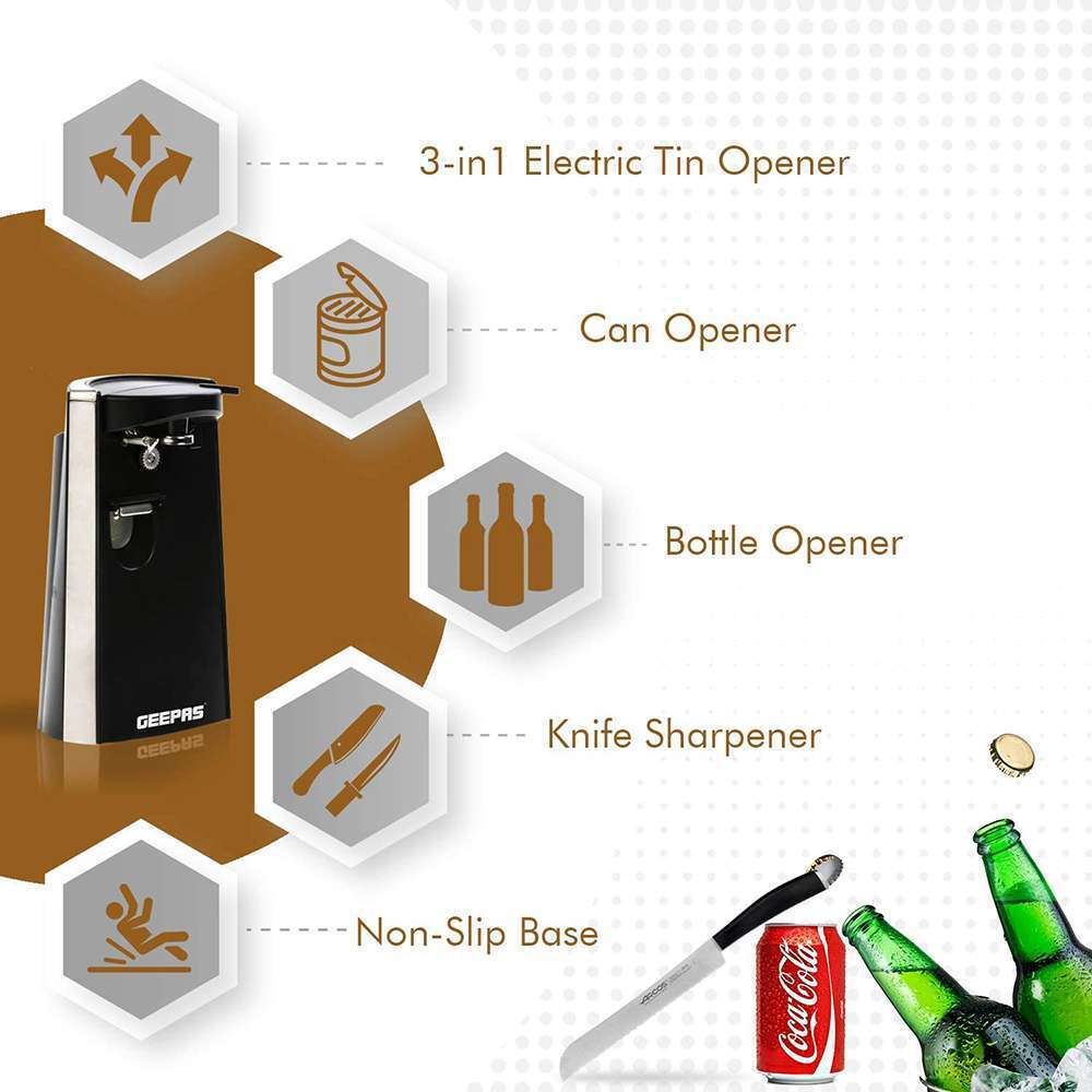 Geepas 3 In 1 Can Opener Multifunctional Electric Tin Opener 60W 4