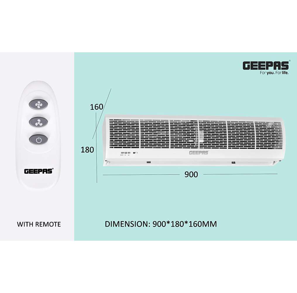 Geepas Automatic Commercial Indoor Air Curtain with Dual Speed Settings Spray Coating Low Noise Remove Control 1