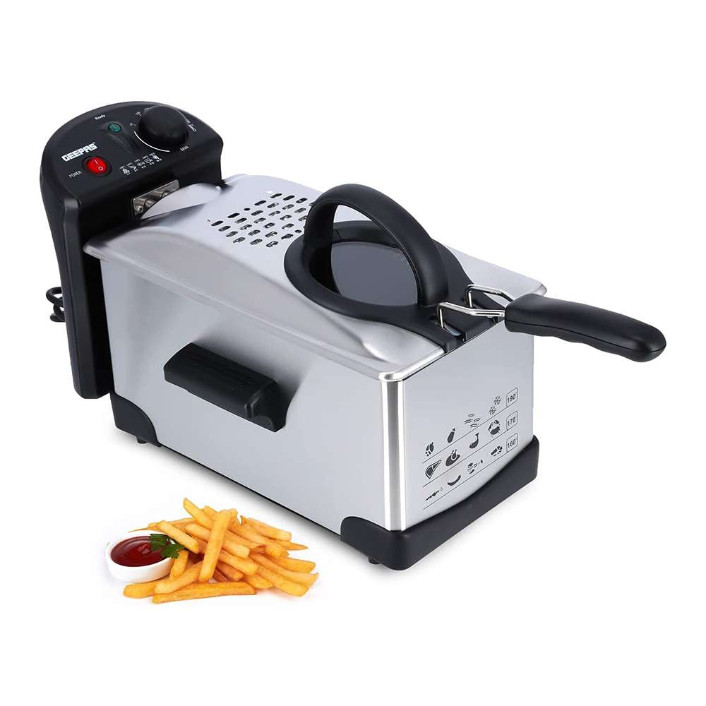 Geepas 3L Deep Fat Fryer Mechanical Temperature Control & Fully Detachable Basket 2000W 0