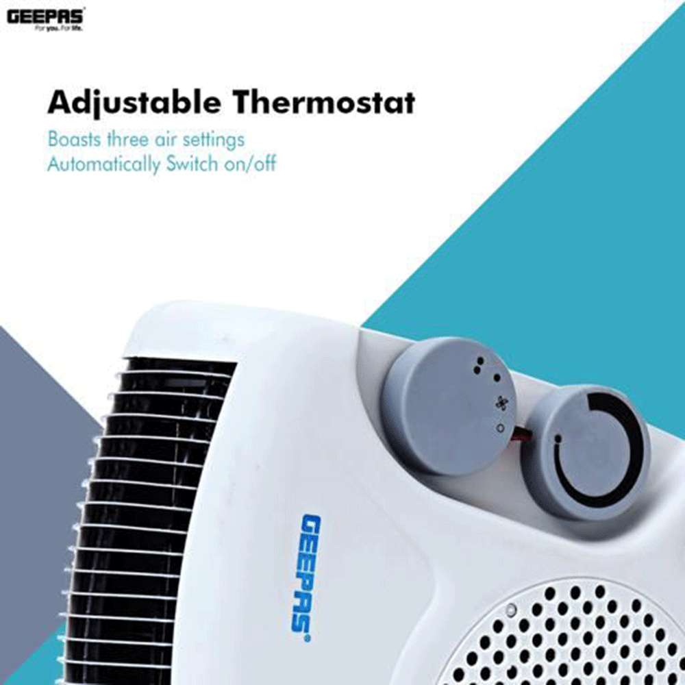 Geepas Fan Heater Adjustable Thermostat with Overheating Protection & Power Indicating Lamp 5