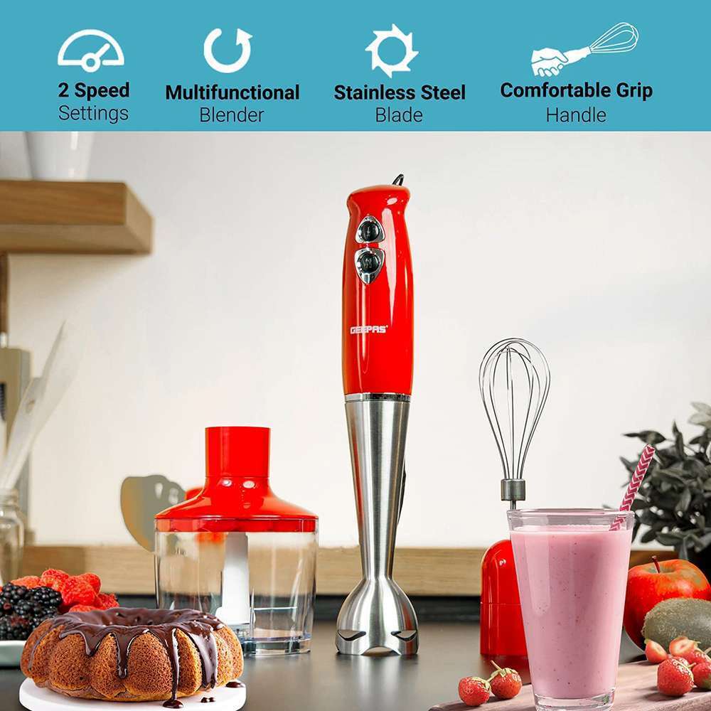 Geepas 3-In-1 Multifunction Hand Blender with 860ML Chopper Bowl & Whisk Attachments 400 W 2