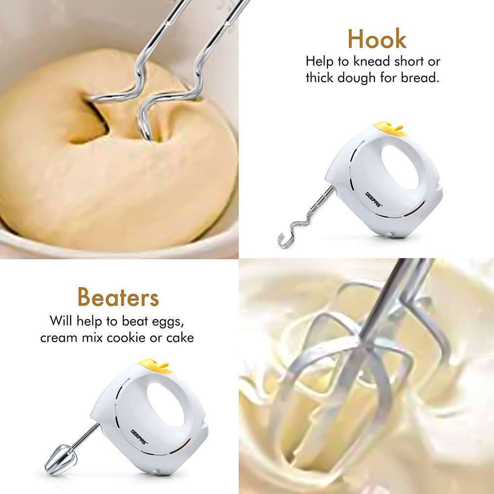 Geepas Hand Mixer Professional Food & Cake Mixer for Baking with Powerful and Versatile 7 Speed Settings 150W 2