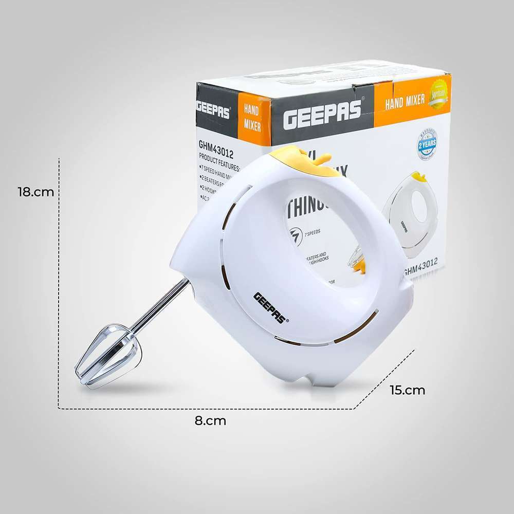 Geepas Hand Mixer Professional Food & Cake Mixer for Baking with Powerful and Versatile 7 Speed Settings 150W 3