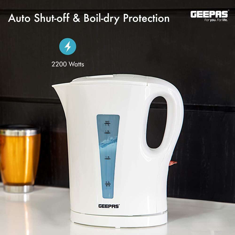 Geepas 1.7L Cordless Electric Kettle Long Lifespan and Sufficient Heating 2200W White 4