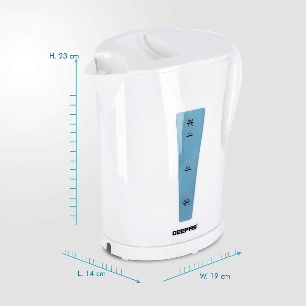 Geepas 1.7L Cordless Electric Kettle Long Lifespan and Sufficient Heating 2200W White 2