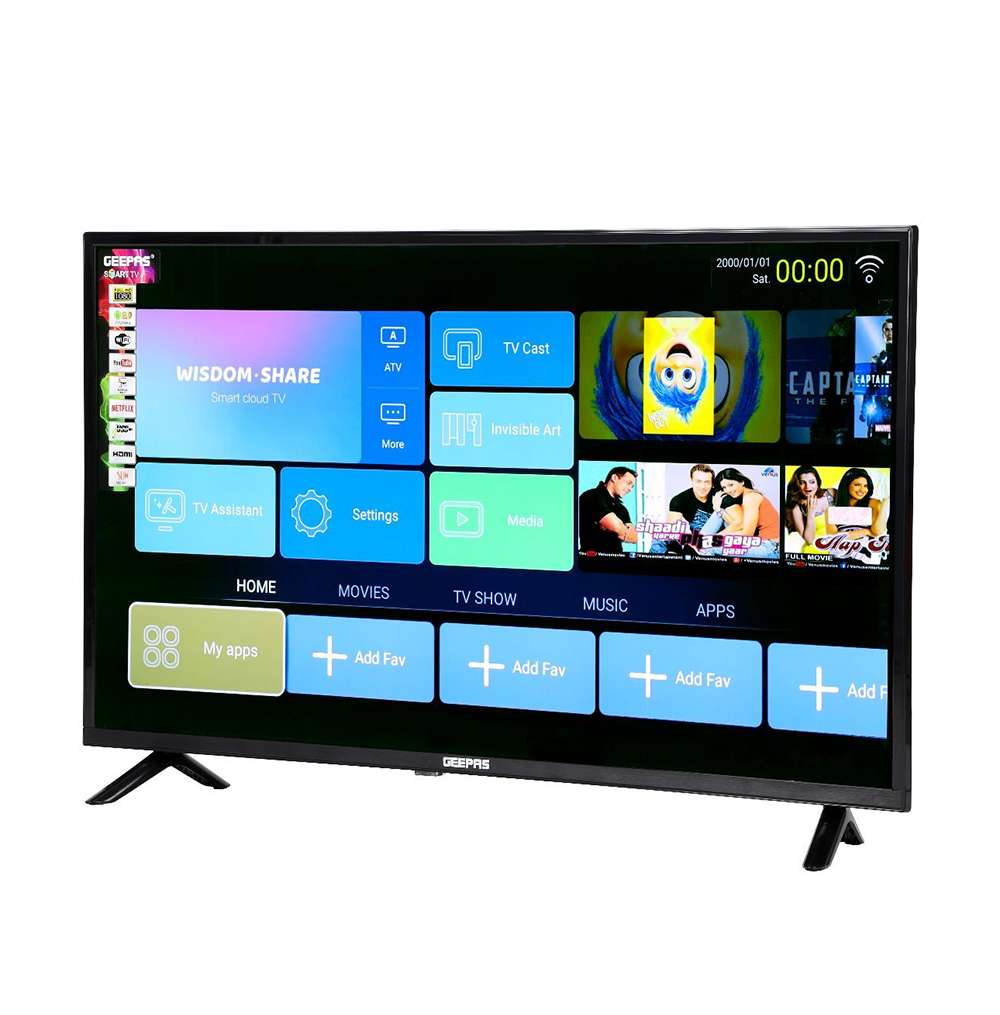 Geepas 40" Android 8.0 Smart LED TV Slim Led 3.5mm 2 HDMI & Hi-High USB Ports Wifi with E-Share 0