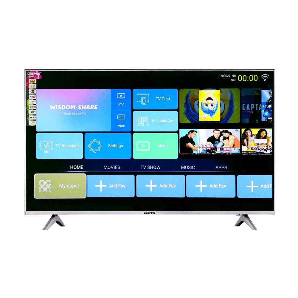 Geepas 50" Android 8.0 Smart LED TV Slim Led with 2 HDMI 2 Hi-High USB Ports Wifi with E-Share & Mirror Cast 0