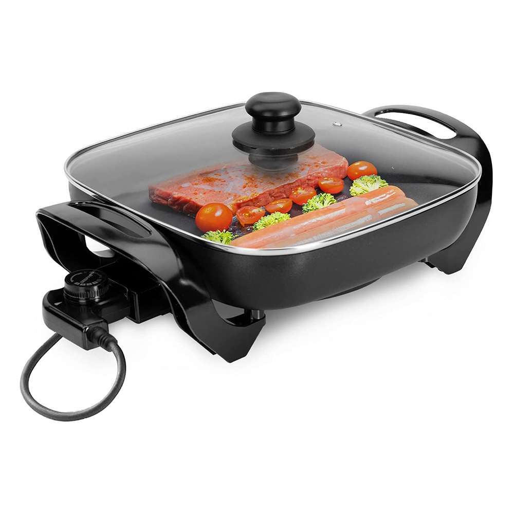 Geepas Large Multi CookerAluminium Multifunctional Electric Skillet Auto-Thermostat Control 1500W Black 0