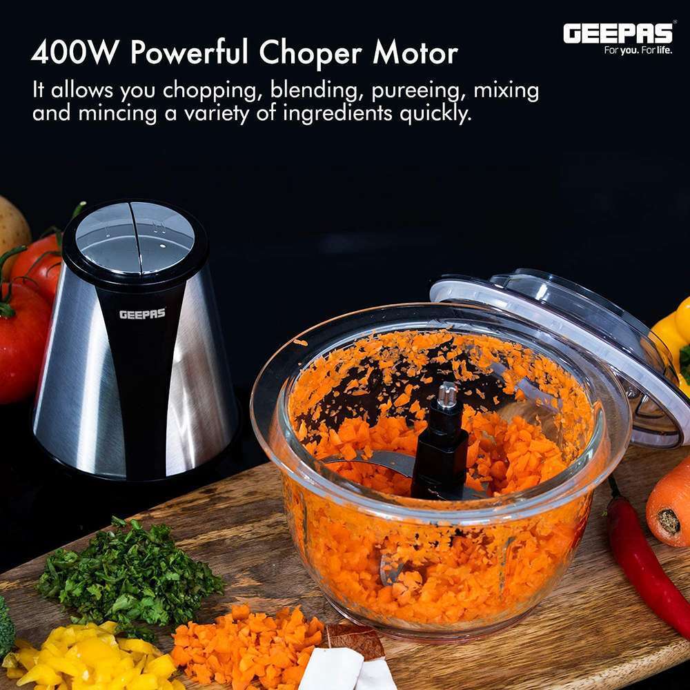 Geepas 1.2L Electric Chopper Decked with Durable Powerful 400w Silver/Black 4