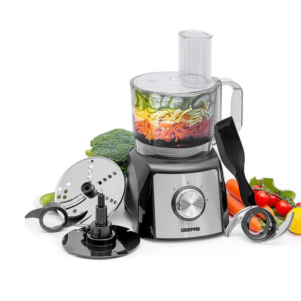 Geepas 1.2L Compact Food ProcessorSelf-Sharpening Stainless-Steel Blades 1200W 0