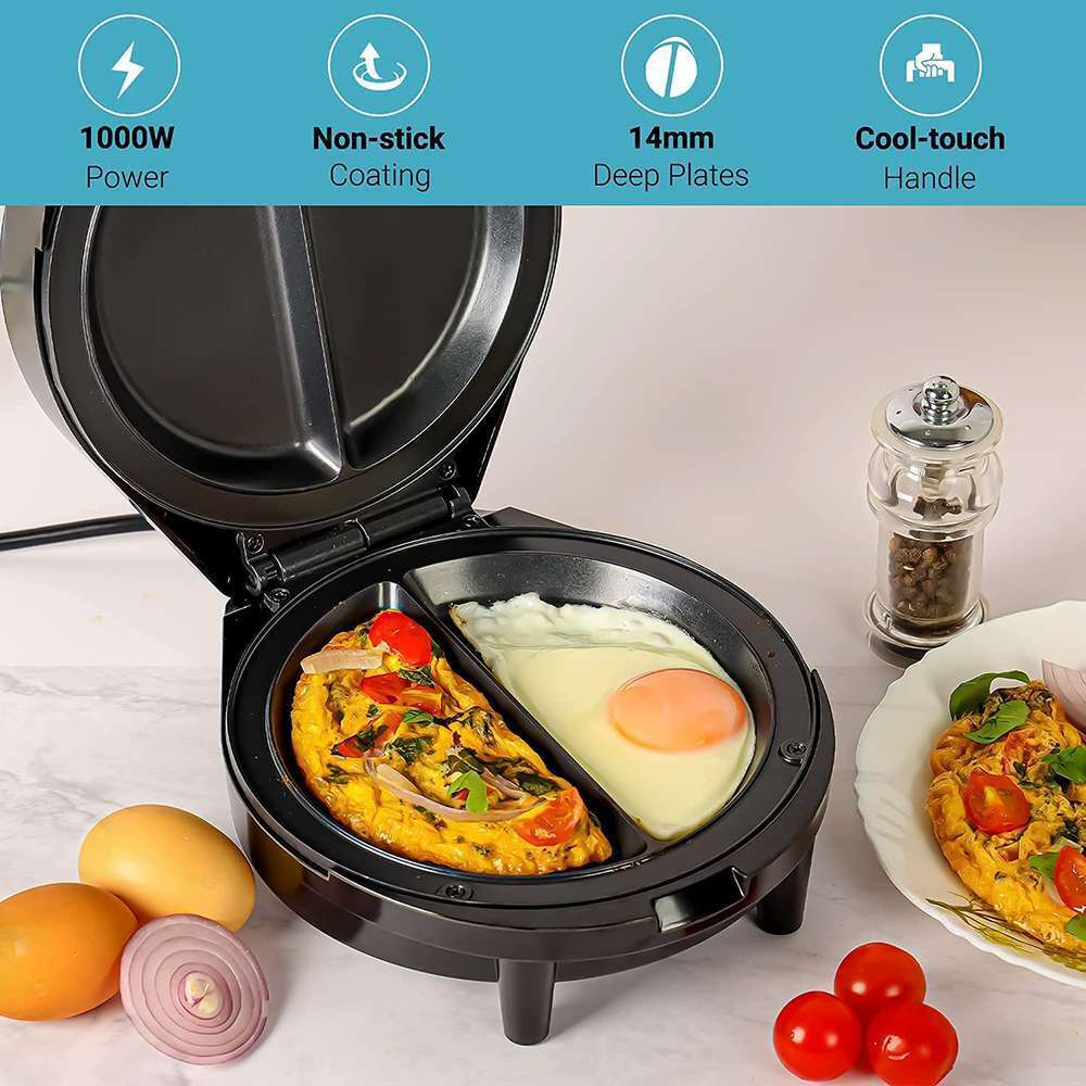 Geepas Omelette Maker with Non-Stick Coating Plate For Easy Cleaning & Power Light 1000W 3