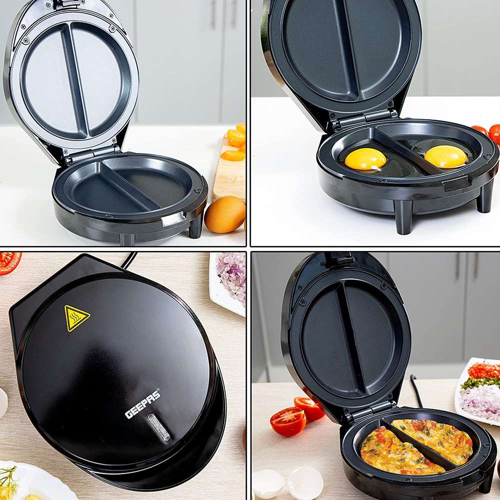 Geepas Omelette Maker with Non-Stick Coating Plate For Easy Cleaning & Power Light 1000W 8