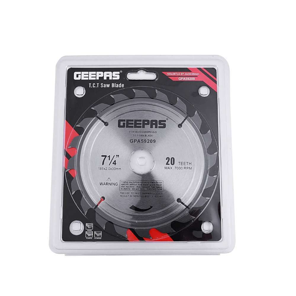 Geepas GPA59209 Professional Circular Saw Blade - 185mm X 30mm Bore 20mm Ring 0