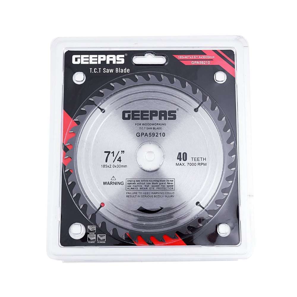 Geepas GPA59210 Professional Circular Saw Blade - 185mm X 30mm Bore 20mm Ring 1