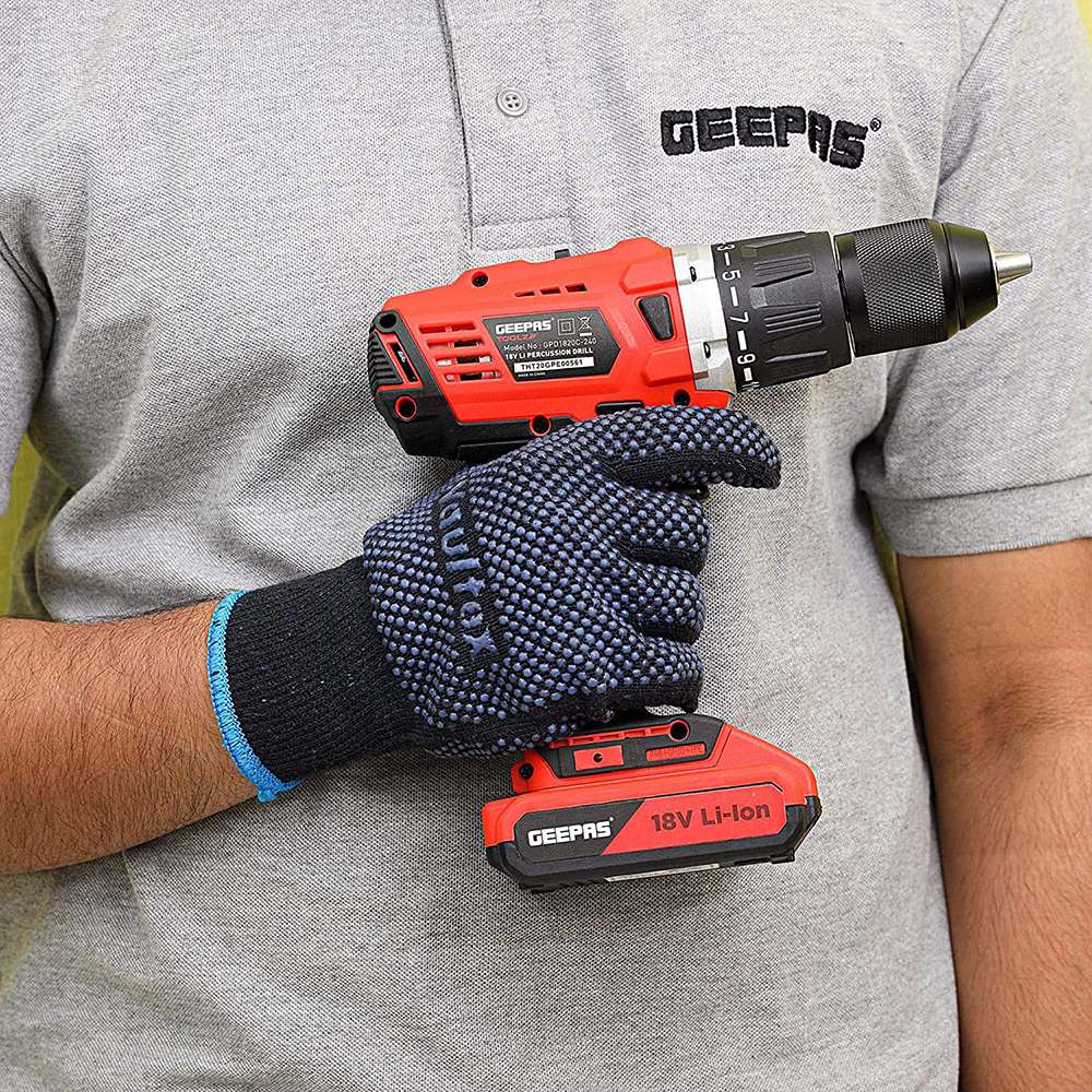 Geepas 18V Cordless Percussion Drill - Driver with Hammer Function 7