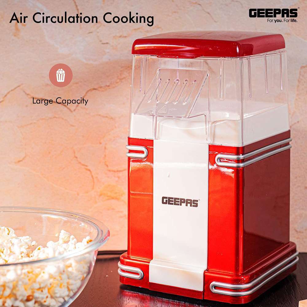 Geepas Electric Popcorn Maker Machine Air Circulation Cooking & Elegant Design 1200w 2