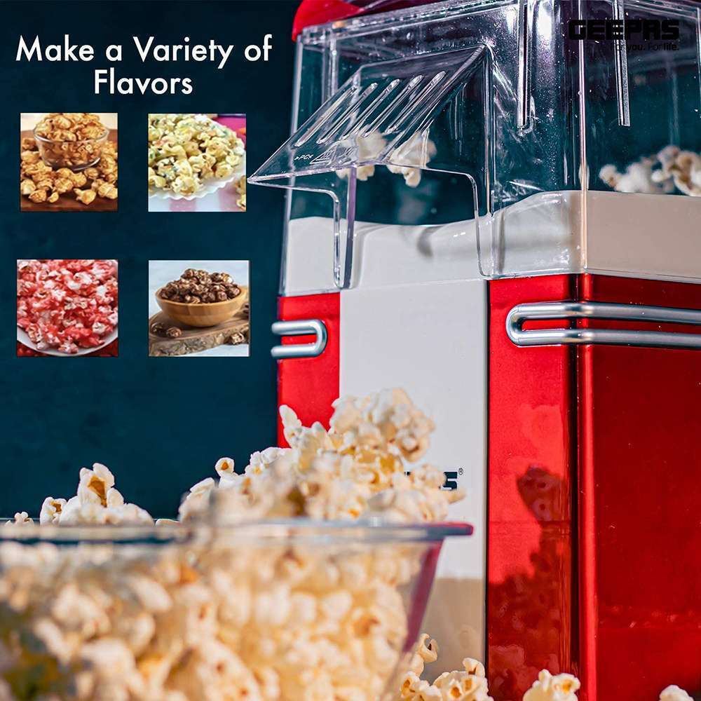 Geepas Electric Popcorn Maker Machine Air Circulation Cooking & Elegant Design 1200w 5