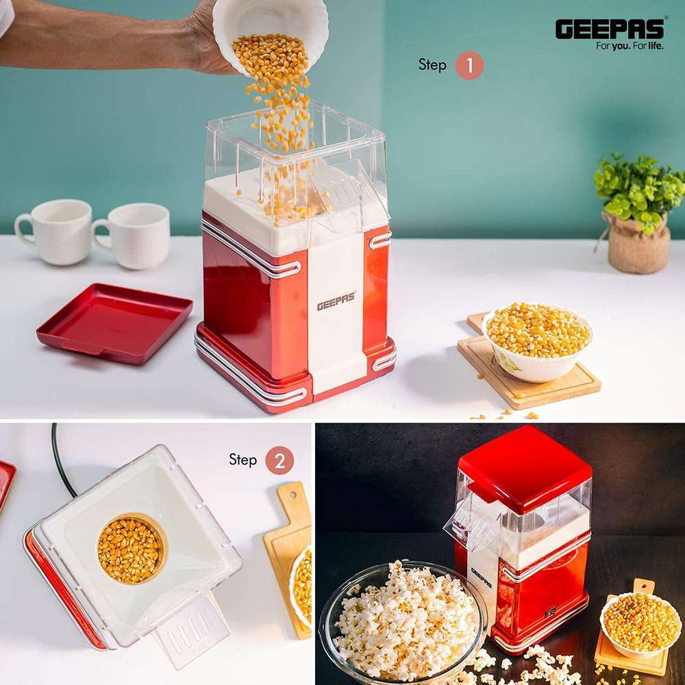 Geepas Electric Popcorn Maker Machine Air Circulation Cooking & Elegant Design 1200w 7