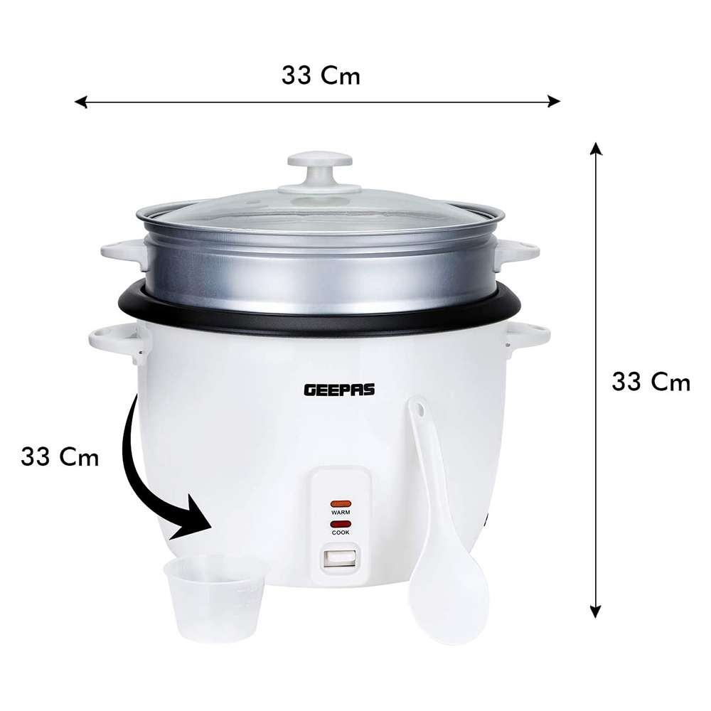 Geepas 2.2L Electric Rice Cooker -Cook/Warm/Steam Make Rice & Steam Healthy Food & Vegetables 2