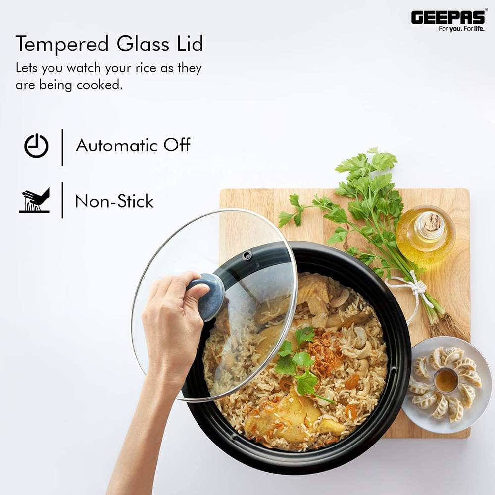 Geepas 2.2L Electric Rice Cooker -Cook/Warm/Steam Make Rice & Steam Healthy Food & Vegetables 3