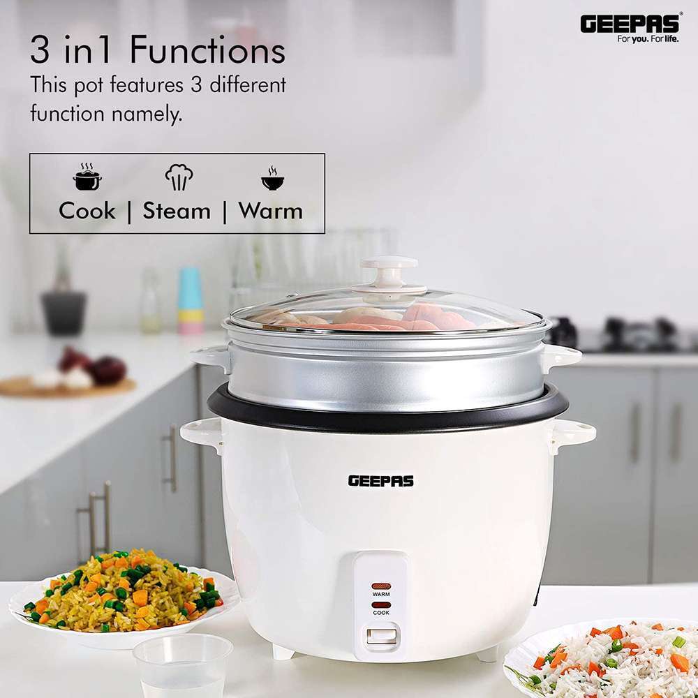 Geepas 2.2L Electric Rice Cooker -Cook/Warm/Steam Make Rice & Steam Healthy Food & Vegetables 4