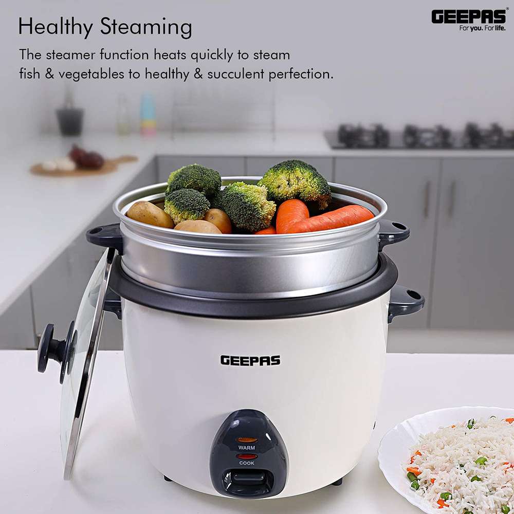 Geepas 2.2L Electric Rice Cooker -Cook/Warm/Steam Make Rice & Steam Healthy Food & Vegetables 6