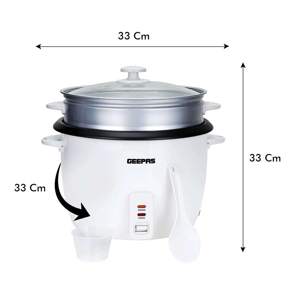 Geepas 2.8L Automatic Rice Cooker3 in 1 Function Non-Stick Inner Pot 900W 2