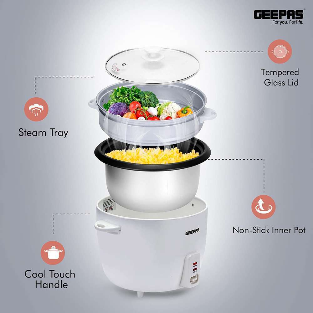 Geepas 2.8L Automatic Rice Cooker3 in 1 Function Non-Stick Inner Pot 900W 4