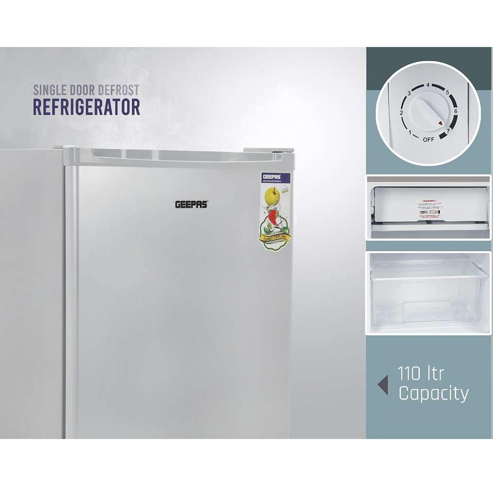 Geepas 110L Single Door Refrigerator Free Standing Durable Dual Refrigerator & Quick Cooling 4