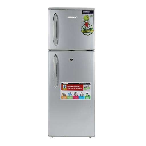 Geepas Double Door Refrigerator Fast Cooling & Preserves Freshness with Energy Efficient 0