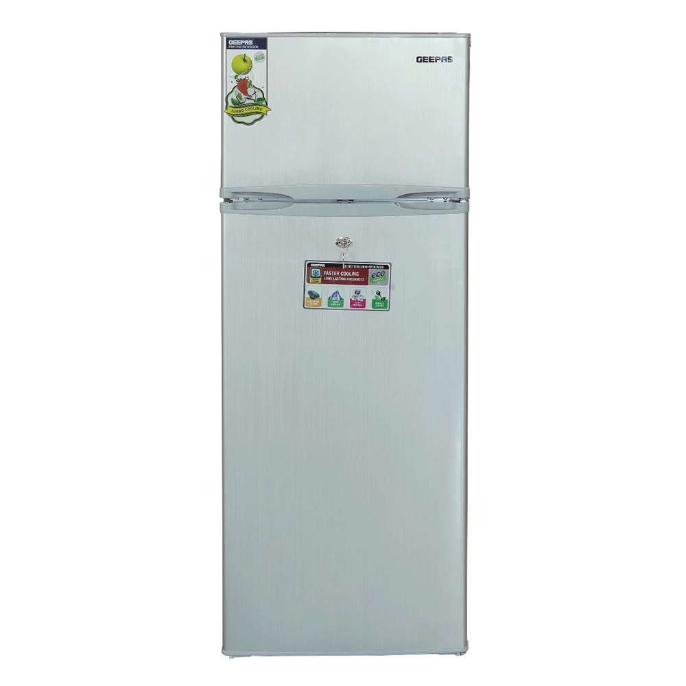 Geepas 240L Double Door Refrigerator Defrost Refrigerator Fast Cooling & Long-Lasting Freshness 1