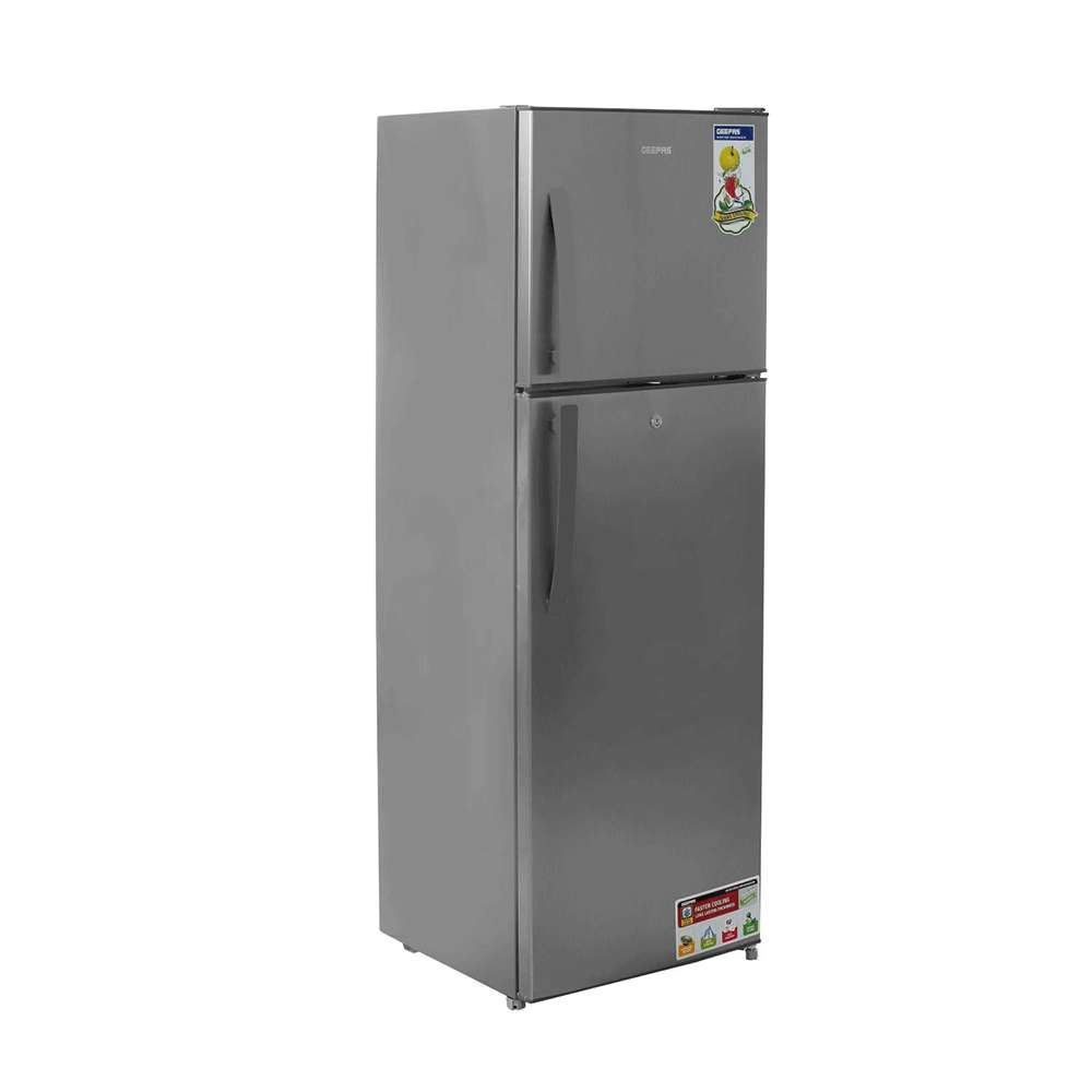 Geepas 320L Double Door Refrigerator Recessed Handle Low Noise & Low Energy Consumption 1