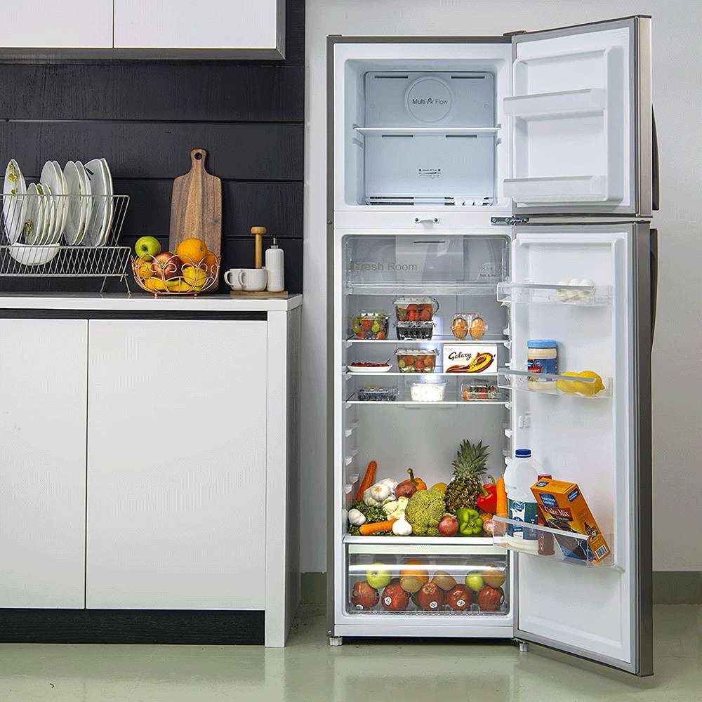 Geepas 320L Double Door Refrigerator Recessed Handle Low Noise & Low Energy Consumption 7