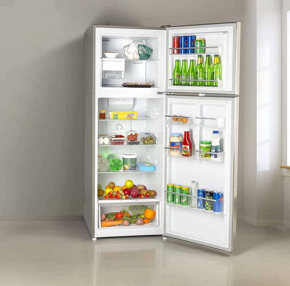 Geepas 595L No Frost Double Door Refrigerator Preserves Freshness Tempered Glass Shelves with Inner LED Light 1