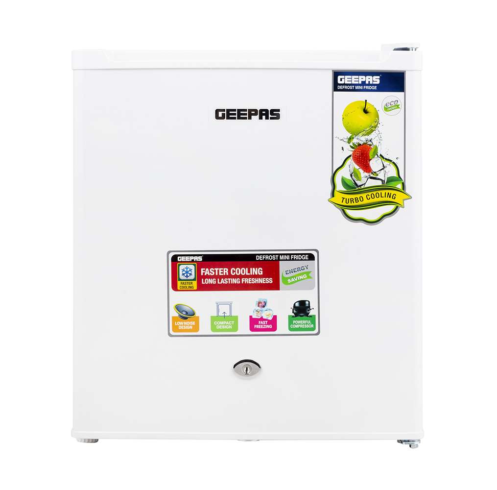 Geepas 60L Defrost Mini Fridge Powerful Compressor Compact with Door Lock & Key 6