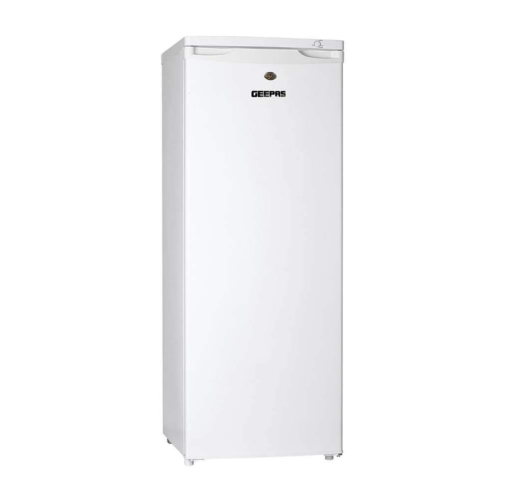 Geepas 200L Upright Freezer Compact Recessed Handle & Adjustable Thermostat with Portable 3 Star 6 Crystal Freezer Drawer 0