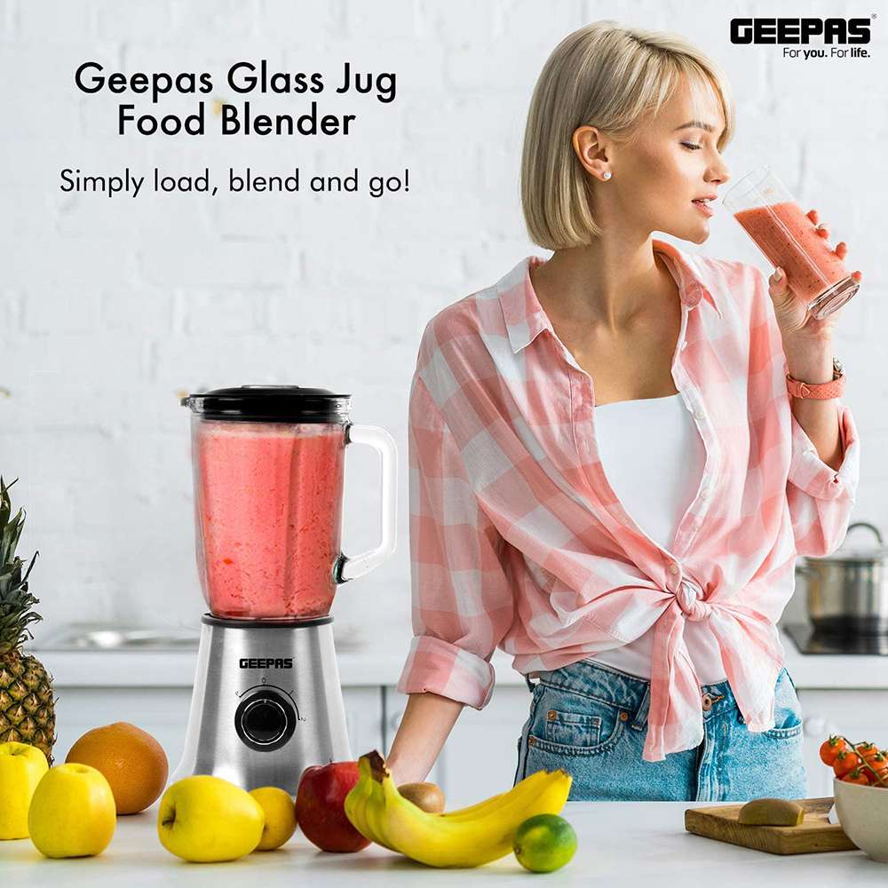 Geepas 1.5L Glass Jug Food Blender Smoothie Maker Multi Speed Control with Pulse & Motor Overheat Prevention 700W 5