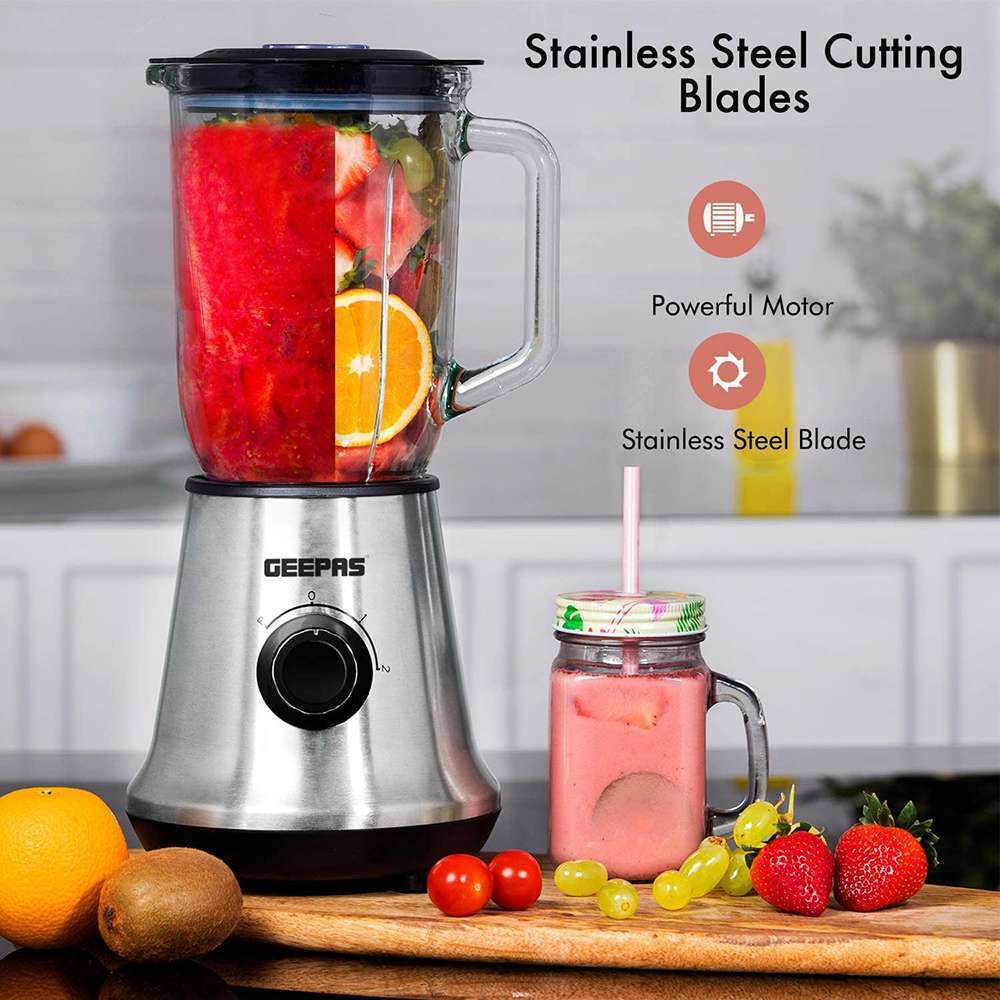 Geepas 1.5L Glass Jug Food Blender Smoothie Maker Multi Speed Control with Pulse & Motor Overheat Prevention 700W 7