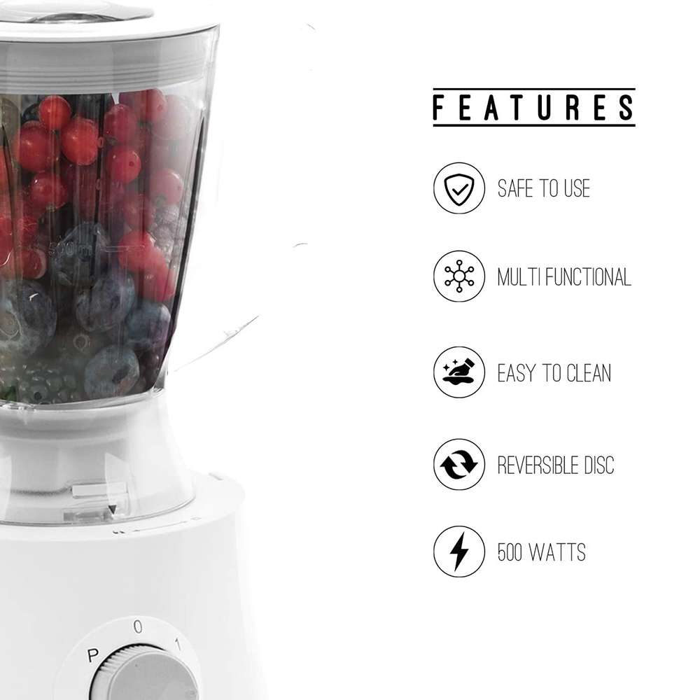 Geepas 1.2L 10 in 1 Food Processor Blender Dual Speed with Pulse Function & Stainless Steel Self-Sharpening Blade 500W 2