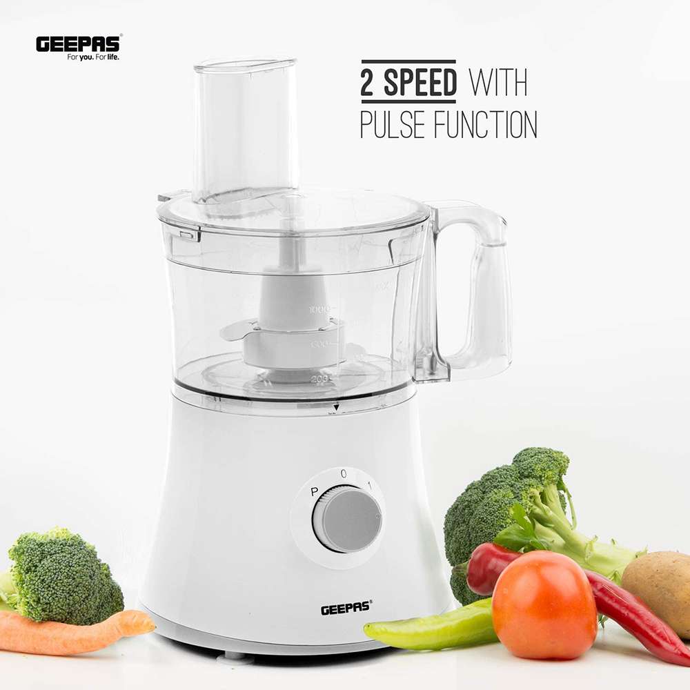 Geepas 1.2L 10 in 1 Food Processor Blender Dual Speed with Pulse Function & Stainless Steel Self-Sharpening Blade 500W 4