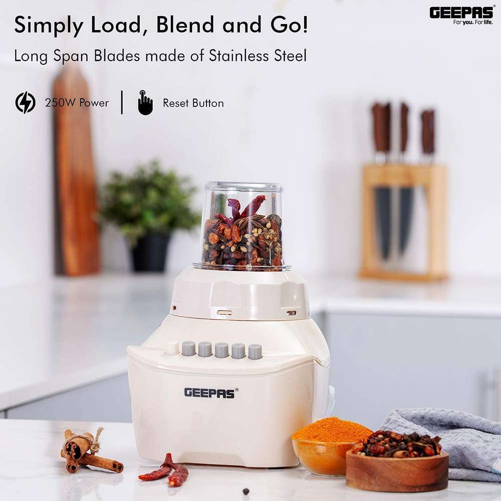 Geepas 1.5L 2 In 1 Blender - Double Stainless Steel Cutting Blades 4 Speed Control with Pulse & Overheat Proctection 250W 6