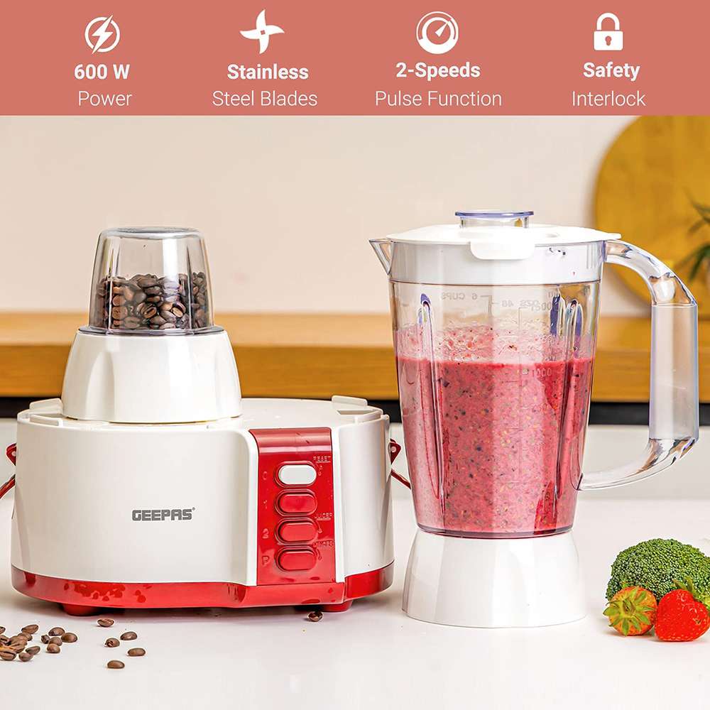 Geepas 4-In-1 Food Processor & Blender Juicer Dual Speed with Pulse Function 600W 3