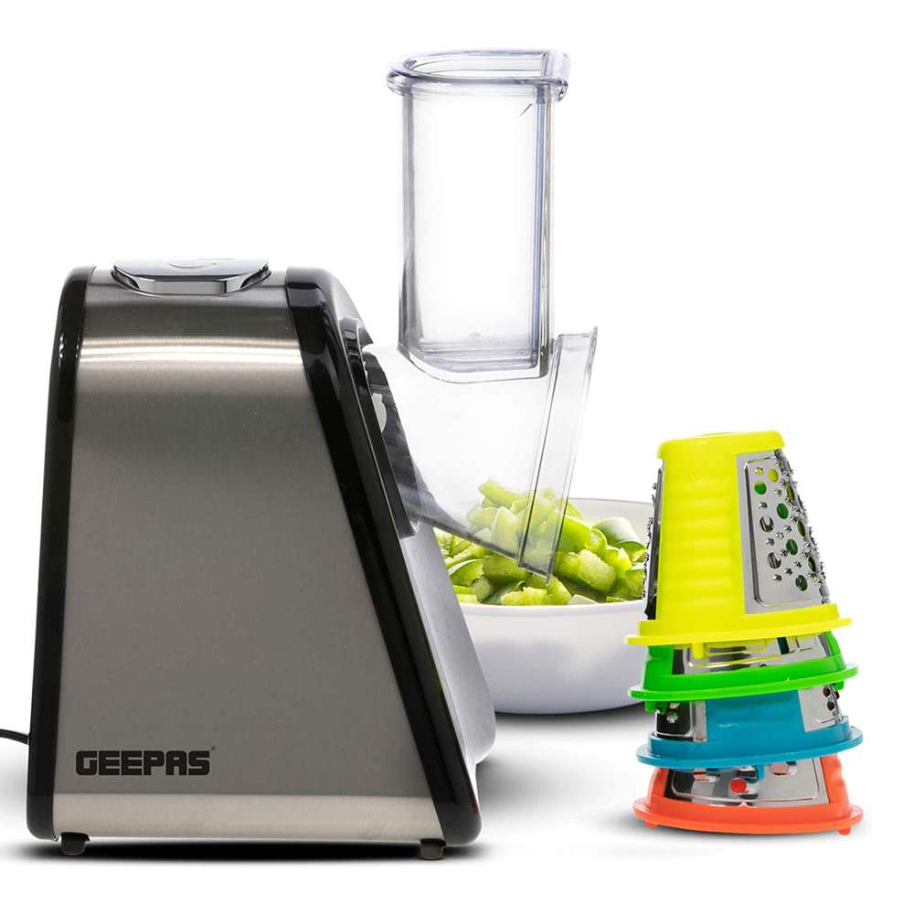 Geepas 4 in 1 Multifunctional Electric Salad Maker 200W - Black & Silver 0