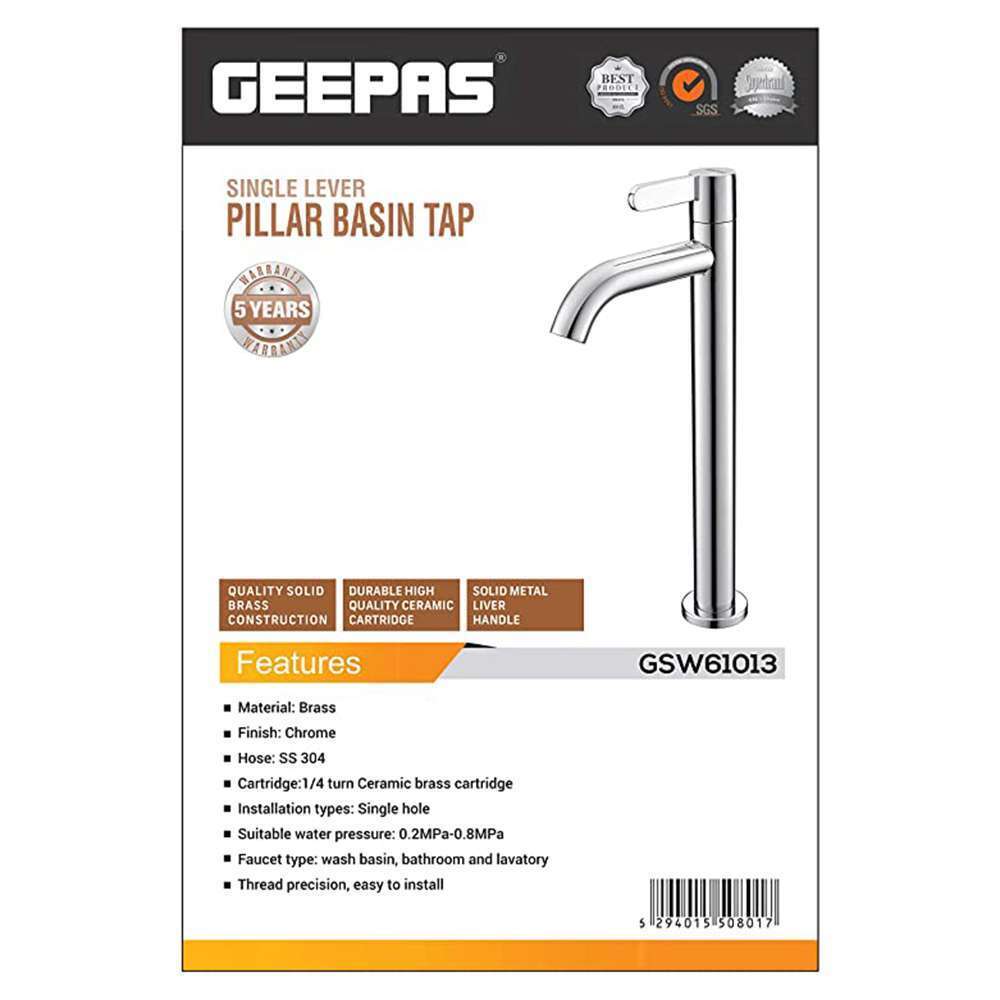 Geepas GSW61013 Single Lever Pillar Basin Tap 4