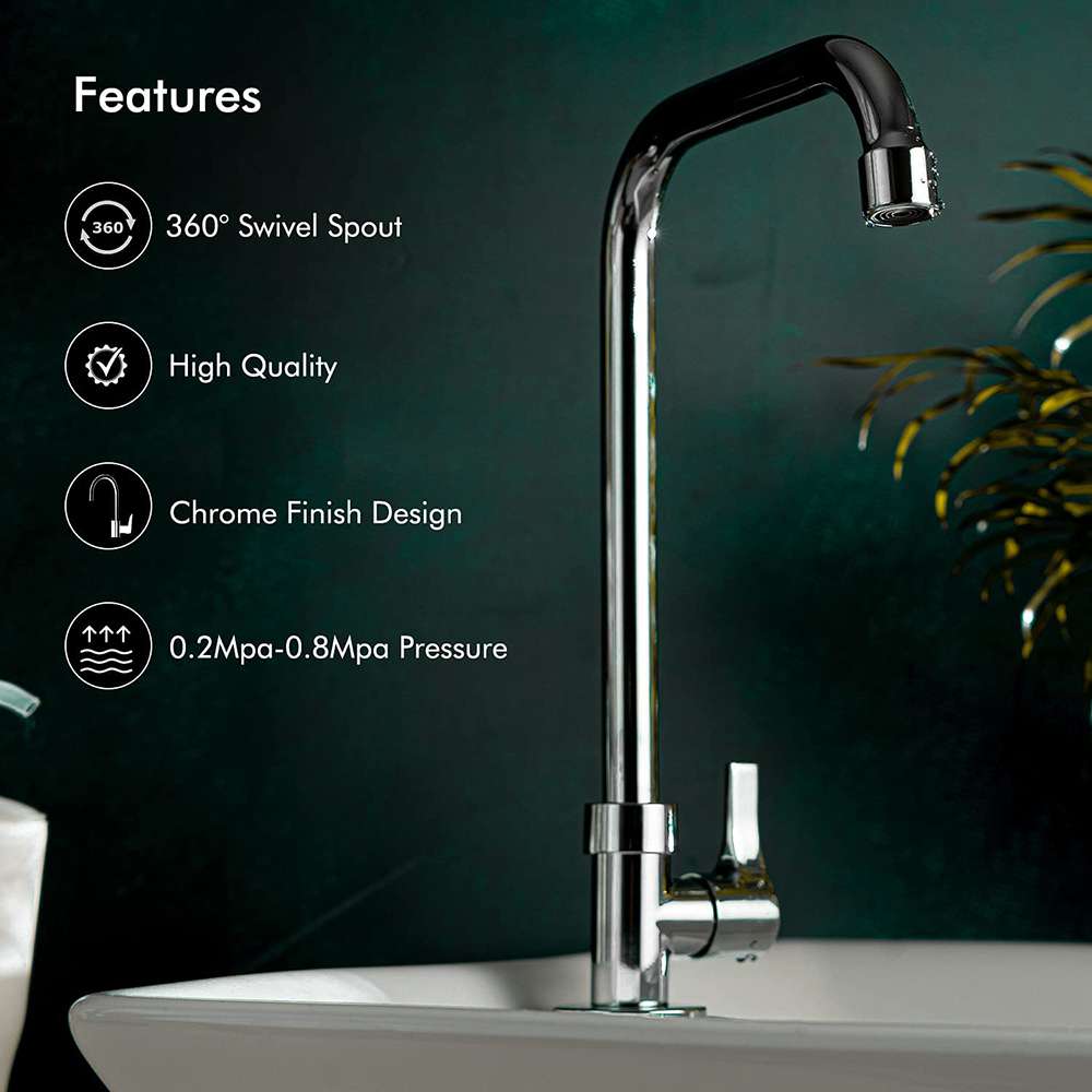 Geepas GSW61017 Single Lever Pillar Stainless Steel Kitchen Mixer Tap 1