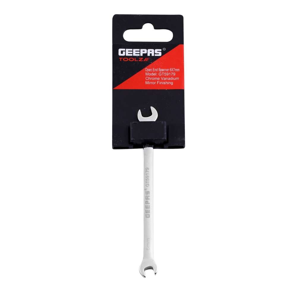 Geepas GT59179 6 x 7mm CrV Double Open End Spanner 1