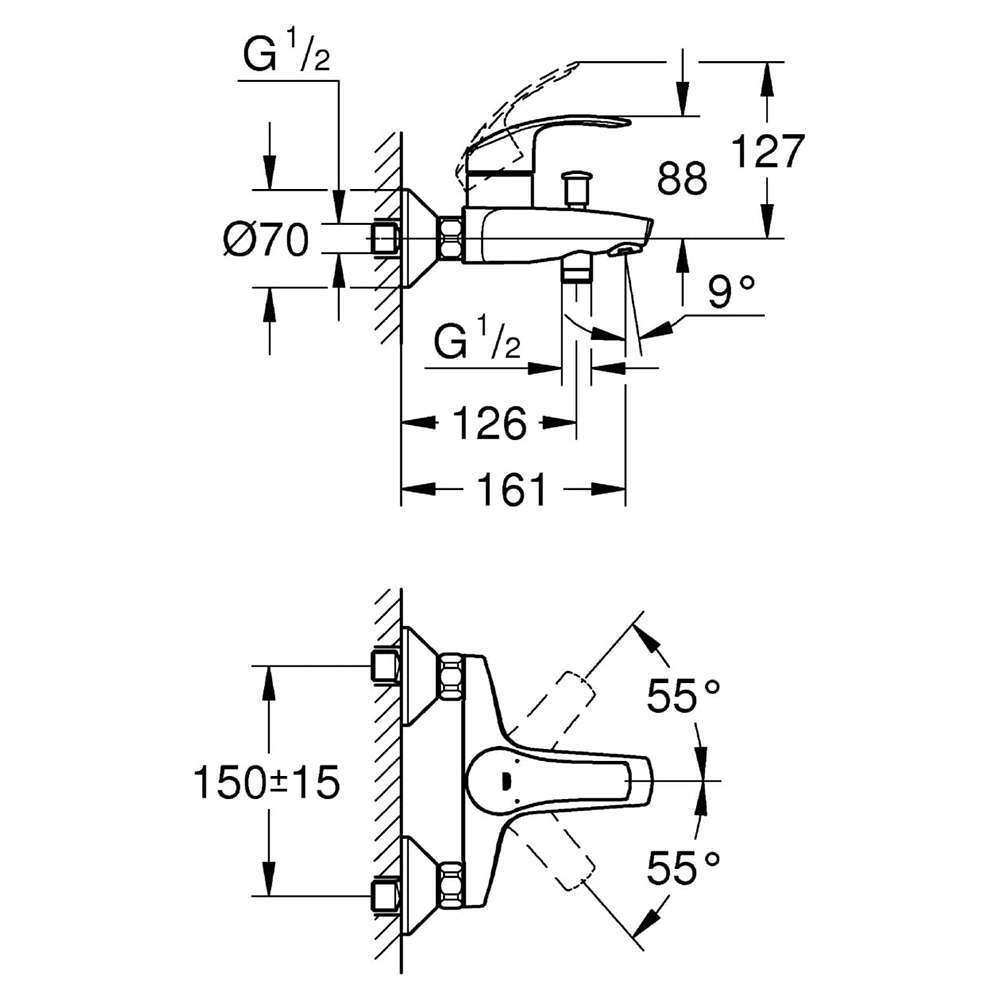 Grohe EuroSmart Single-Lever Bath/Shower Mixer 3